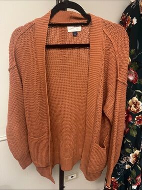Universal Threads Open-Front Waffle Knit Cardigan - Rust